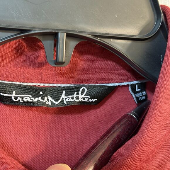 Travis Mathew Shirt Mens Large Red Short Sleeve Polo Golf Casual Tennis Preppy - Picture 3 of 8